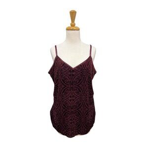 Soma Velvet Burnout Cami Size XL Burgundy Top